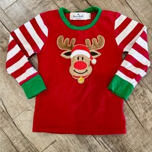 Marie Nicole Baby Reindeer Christmas Shirt Red White Stripes 12–18M